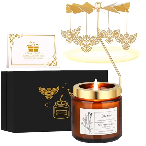 Owl Candle Gifts for Women, Rotatable Lavender Scented Candle Gifts for Mom Wife Anniversary Valentine's Day Christmas, Unique Birthday Gift for Sister Girlfriend with Gift Box - color: Lavender-Owl