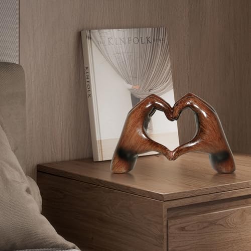Heart Hands Sculpture Aesthetic Decor, Love Hands Heart Statue Decoration for Living Room Table Office Bedroom Bookshelf, Unique Birthday Idea for Girls Sisters Girlfriend Mom Teacher