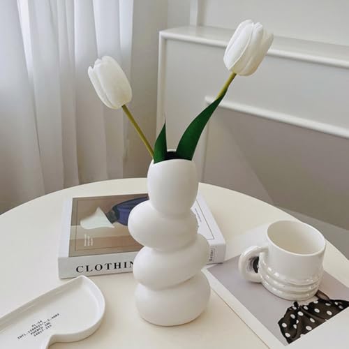 Abstract Ceramic Flower Vase Sculpture Decorative Floral Arrangement Pot for Bedroom Home Décor Modern Artistic Ceramic Vase for Living Room Display