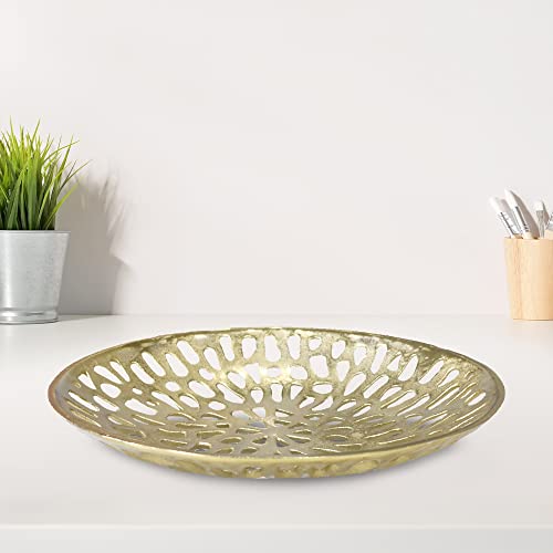 BBH Home's Handmade Gold Novelty Shaped Aluminium Tray 5.51 x 5.51 x 1.37 AMBBVK063AB2020 - color: Gold