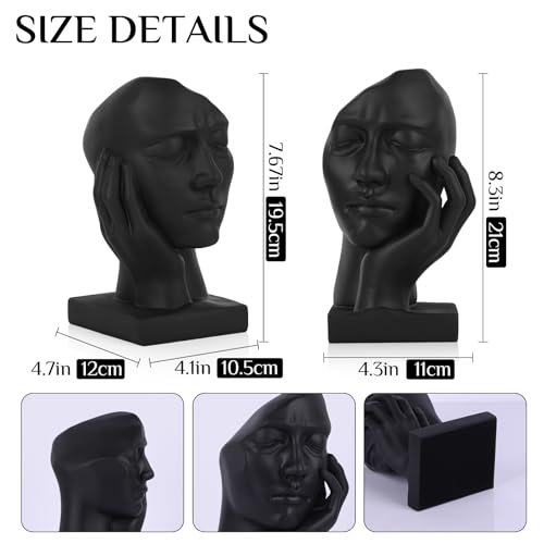 Unique Bookends for Shelves,Philosopher Book Ends Thinker Statue, Heavy Duty Book Shelves Decor, Modern Creative Office Company Bookends Ornament Decorations - color: Black