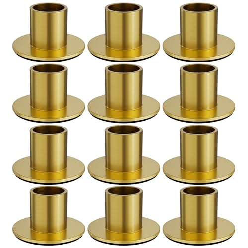 12 Pcs Brass Candle Holders Bulk - Elegant Taper Candle Holders, Classic Brass Candlestick Holders for Table Centerpiece, Festive Christmas Mantel Display or Sophisticated Home Decor - color: Brass