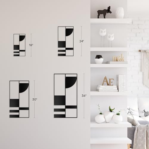 SIGNLEADER Metal Wall Decor Picasso Geometric Minimalist Modern Luxury Wall Sculpture Hangings 3D Statue Home Decoration for Living Room, Bedroom, Bathroom, Kitchen, Fireplace, Office - 18" Black - color: Gry22-2405-m22, size: 18" Black