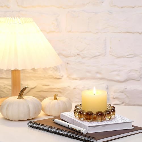 2 Pack Bubble Candle Dish, Fits up to 3 Inch Wide Chic Glass Candles Holder Tray Candle Plates Modern Diffusers Dish for Home Decor(Gray) - color: Gray