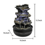 15.7" High Rock Cascading Tabletop Fountain, Zen Meditation Indoor Waterfall Feature with LED Light for Home Office Bedroom Relaxation - color: 15.7"