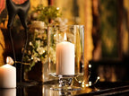 CYS EXCEL Glass Hurricane Pillar Candle Holder (H:10" W:6") | Multiple Size Choices Short Stem Candle Centerpieces | Stemmed Glass Cylinder Candle Vase - size: H-10" W-6"
