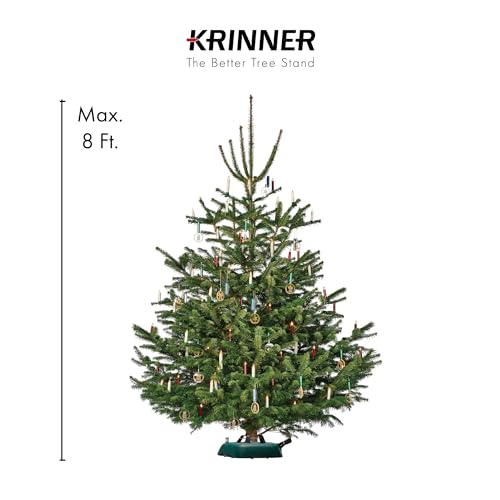 Krinner Christmas Tree Genie Large - Green Tree Stand - Original Single Cable Operation, Holds up to 8 ft Live Trees - Foot Pedal Setup & Water Reservoir with Level Indicator - size: Large Standard