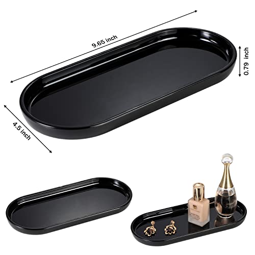 SheeChung Acrylic Vanity Tray Bathroom Storage Tray, 9.65 in x 4.5 in Catchall Holder, Countertop Sink Dispenser Organizer for Cabinet, Vanity, Shelf, Cupboard, or Closet Organization (2 Pack, Black) - color: Black Acrylic, size: 2 Pack (9.65" x 4.5" x 0.