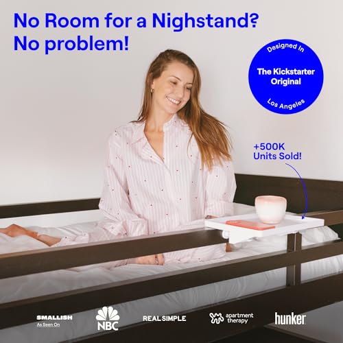 BedShelfie Bedside Shelf for Dorm Room Bunk Bed & Top Bunk, College Dorm Room Essentials, Bedside Caddy, Clip on Floating Desk Tray, Bed Side Table Storage, Loft Nightstand Decor - Cable Catch, White - color: White, size: CableCatch (Hard Plastic 12.5 x 9