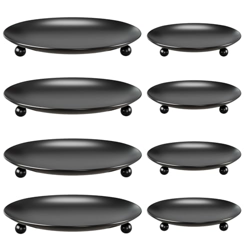 8 PCS Black Iron Candle Stick Holders for Pillar Candles, Candle Stand Tray for Table Decor, Available for Weddings, Holidays, Birthday Parties
