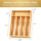 Umilife Bamboo Kitchen Drawer Organizer, 8.25 Inch Silverware Utensils Tray Holder for Small Drawer, Wood Caddy for Flatware Cutlery Knives - size: 8.25 x 13 inch (5 Slots)