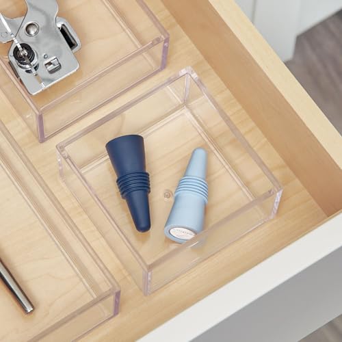 iDesign Clarity Plastic Drawer Organizer, Storage Container for Kitchen Gadgets, Corks, Sticky-Notes, Clips in Pantry, Cabinets, Countertops, 4" x 4" x 2" - Clear,X-Small - size: XS