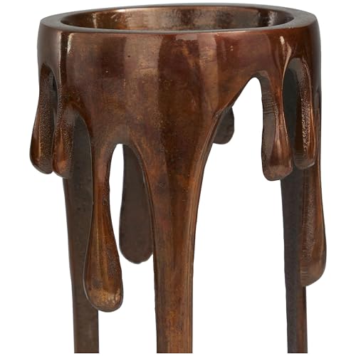 Deco 79 Aluminum Pillar Candle Holder with Dripping Melting Designed Legs, Set of 3 13",10",9"H, Copper