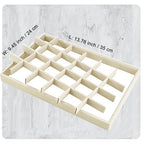 Mornajina 24 Grids Stackable Jewelry Tray Organizer with Removable Dividers, Velvet Jewelry Display Tray for Earrings Necklaces Bracelet Rings Display Showcase - Light Khaki - color: Light Khaki