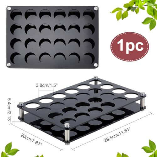 NBEADS 24 Shot Glass Tray Holder, Black Bar Acrylic Shot Glasses Holders Wine Glass Cup Serving Tray Cups Organizer Shot Glass Display for Party Bar Club, Hole: 1.5 Inch - color: Black