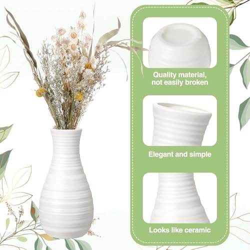 10 Pack Composite Plastic Flower Vases Bulk White Small Tall Conic Floral Vases for Centerpieces Unbreakable Bud Vase for Wedding Party Living Room Decor (Simple) - style: Simple