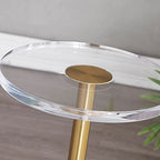 LIKENOW Furniture Acrylic Side Table,Clear Small Round End Table for Living Room,Bedroom,Office | Modern Nightstand with Marble Base,Gold Post,Clear Top for Drink,Food,Snack,Assembly(Black) - color: Black