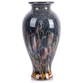 Hand Blown Glass Vase 11.8" Tall Beautiful Amber Blue Sea Wide Mouth Bud Vase for Table Centerpiece, Painted Colorful Murano Glass Flower Vases for - Home Entrance Wedding Center - color: Smoke