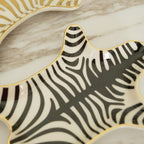 Zebra Stripe Jewelry Tray Ceramic Dishes Plate Gilded 5.9", Gold (Black) - color: Black