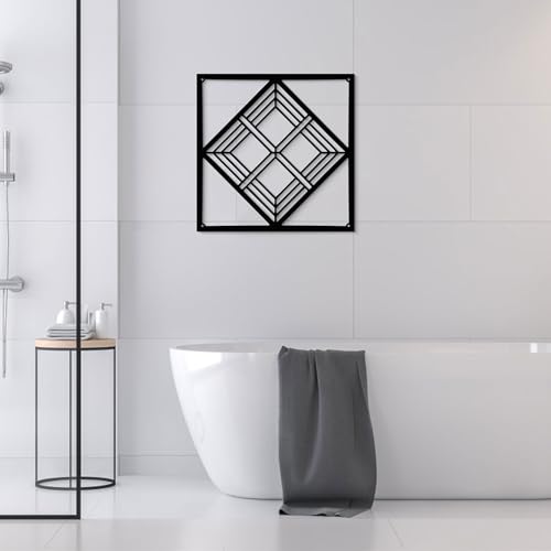 GlintHome Black Metal Wall Art - Geometry Minimalist 3D Textured Abstract Sculptures Wall Art for Living Room Office Garden Bedroom Bathroom Home Decor - color: Black-009, size: Small