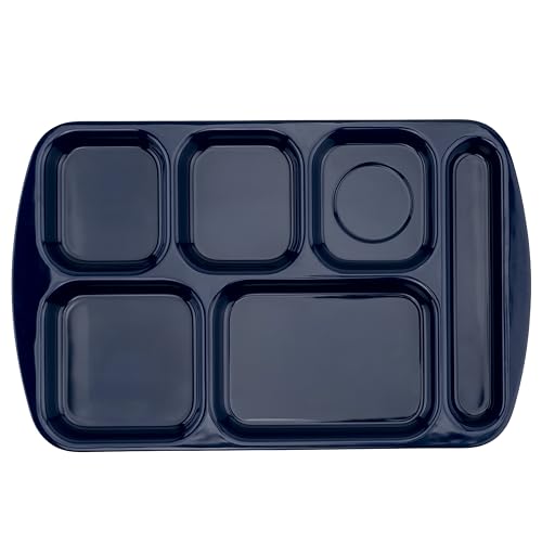 G.E.T. 6 Compartment School Cafeteria Tray, Right Handed, 10" x 15", Navy Blue (4 Pack) - color: Navy Blue, size: 10" x 15", style: 4 Pack Right Handed Trays