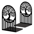Peacoblue Metal Bookends for Shelves, Modern Decorative Heavy Duty Study Book Ends Stoppers for Office, Desk, Shelf, Room 5.3"x4.3"x7.9" Cast Iron Simple Tall Bookends 1 Pair (Tree of Life Pattern) - style: Tree Of Life Pattern