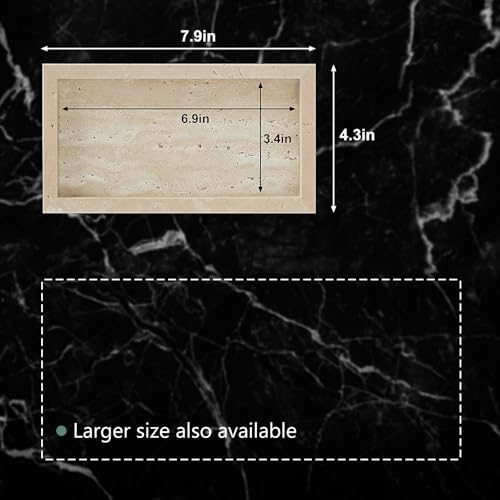 Natural Small Travertine Vanity Tray, Luxury Stone Organizer for Bathroom & Kitchen | Holds Soap Dispenser, Jewelry, Perfume | Non-Resin, Non-Ceramic Décor - color: Travertine, size: 7.9" x 4.3" x 0.8"