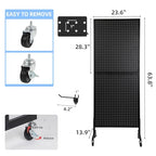 NectaCol 2'x 5' Standing Pegboard Display with T-Base, Pegboard Display Stand with Wheels, Metal Peg Board Display Rack, Art Display Stand, Extra 10 Pieces Hooks - Black - size: 1-Pack Black