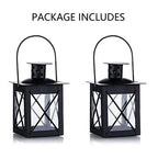 2 Pcs Tealight Lanterns Hanging Candle Holder, Metal Mini Decorative Led Tea Light Candleholder Decoration for Birthday Parties Wedding Centerpiece Relaxing Spa Setting (Black, 2 Pcs) - size: 2 Pcs