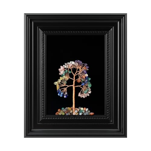 FOLKOR LIFE Vintage Wall Art Decor, Framed Wall Sculptures Art with Embossed Crystal Tree for Home Decor, Living Room Décor, Housewarming Gifts for New Home, 13 * 13" - color: Black-Crystal Tree