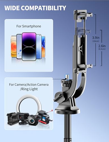 Aluminum 71" Phone Tripod, Travel Tripods for iPhone with Remote, Extendable Cell Phone Selfie Stick Tripod Stand Compatible with iPhone 17/16/15/14/13/Android/Camera - color: Black, size: B-[70.47Inch＆Upgraded Aluminum Pole]