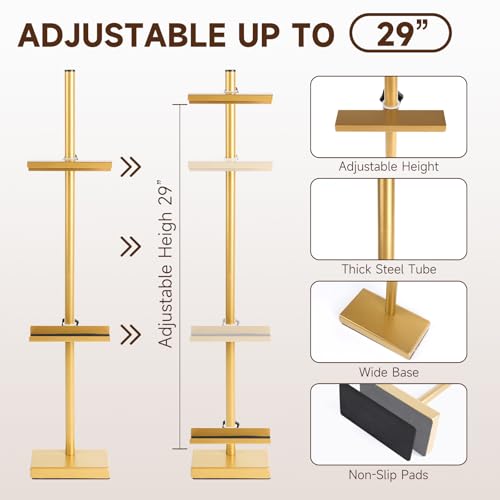 Adjustable Tabletop Easel Stand for Picture Frames up to 29" H - Metal Frame Holder Stand for Sign, Artwork, Canvas Display - Compact Black Small Easel Stands for Home Office Galleries (Golden)