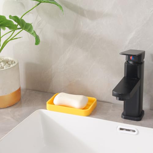 MicoYang Silicone Kitchen Sink Organizer Tray for Multiple Usage,Easy Clean Sponges Holder for Kitchen Bathroom Counter or Sink,Dish Soap Dispenser,Scrubber,Bottle,Cup Yellow 4.9”x 3.2” - color: Yellow, size: 4.9" x 3.2" x 0.7"