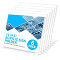 Acrylic Sign Holder 8.5 x 11 Horizontal 6 Pack Slant Back Acrylic Stands for Display Plexiglass Clear Acrylic Display Stands for Ad Frame, Picture Photo Frames, Promotions, Restaurants, Office - size: Horizontal 6 Pack 11x8.5''