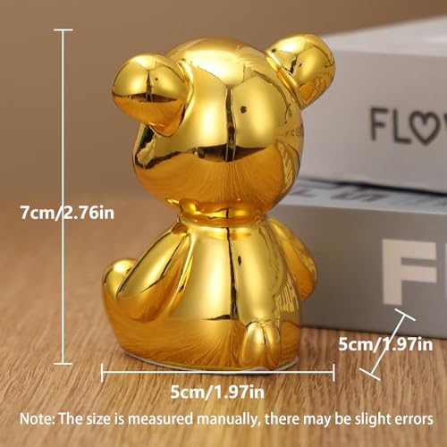 Small Bear Figurines Animal Sculpture Home Décor for Living Room Bedroom Office Statues Desktop Cabinets Tabletop Decor for Women Mom Birthday Gift(Gold3 Combinations) - color: Gold 3 Combinations