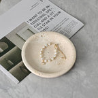 ZSHAWN Natural Beige Travertine Ring Dish Jewelry Tray – 5.5" Trinket Dish for Rings Earrings Necklace, Scratch-Resistant Vanity Organizer, Elegant Gift for Women - color: Beige Travertine