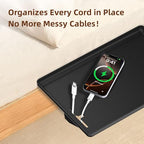 Bedside Shelf for Bunk Bed & Dorm, College Essentials, Loft Bed, Floating Desk Tray, Bedside Caddy with Storage, Loft Nightstand Decor - Cable Organizer, Black