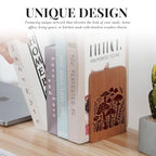 Mushroom Gifts, Mushroom Bookends, Bohemia Style Heavy Duty Wooden Bookends for Shelves Decorative(1 Pair, 4.72x6.69 Inches)