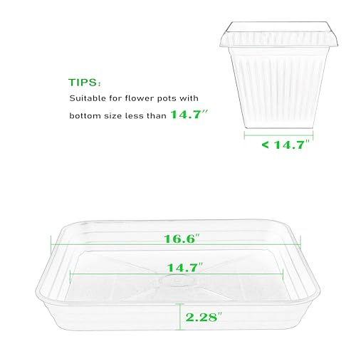 2 Pack Square Plant Saucer Tray 16 inch, Heavy Duty Plastic Plant Saucers for Indoors Outdoor, Flower Plant Drip Trays for Pots, Square Seed Starting Tray, Seedling Growing Trays - color: Black, size: 16"-2 Pack
