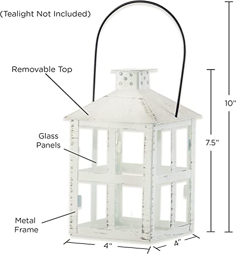 Kate Aspen Rustic Farmhouse Decor White Candle Holder Lantern Decorative (7.5 Inch), Wedding Decoration, Centerpiece Table Decorations, Home Decor, Shelf Decor - size: 7.5 inch White Decorative Lantern, style: One Lantern