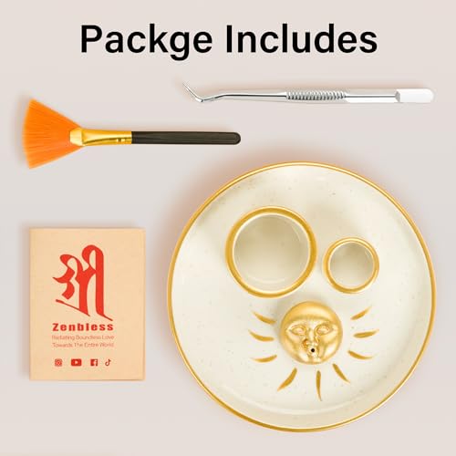 ZenBless Multifunction Incense and Candle Holder for Burning Sage, Palo Santo, Incense Sticks - 5.9" Ceramic Ash Catcher Tray for Meditation Room Home Decor Spritual Gifts(Gold Sun) - color: Gold 2
