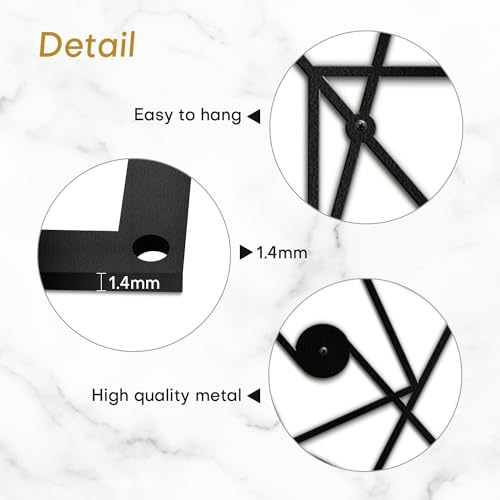 SIGNLEADER Metal Wall Decor Geometric Abstract Minimalist Modern Luxury Wall Sculpture Hangings 3D Statue Home Decoration for Living Room, Bedroom, Bathroom, Kitchen, Fireplace, Office - 18" Black - color: Gry08-2405-m08, size: 18" Black