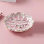 Mecaikru jewelry dish, flower shape ring dish, pink earring tray, cute jewelry holder, key bowl, flower pink - color: pink flower