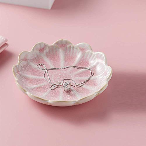Mecaikru jewelry dish, flower shape ring dish, pink earring tray, cute jewelry holder, key bowl, flower pink - color: pink flower