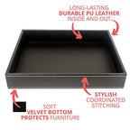 ULTRAY, Valet Tray, Desk Tray, Key Bowl, Nightstand Organizer for Men, Black PU Leather, 10.3 x 8.3 x 1.6 inches