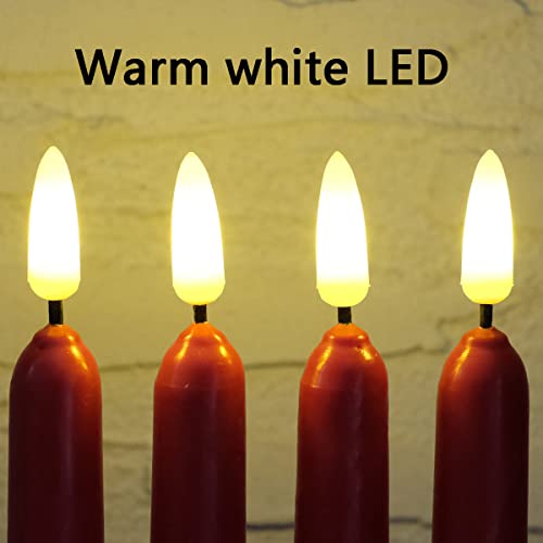 NONNO & ZGF 10 Red Flameless 11'' Wax Coverd Taper Candles with 2 Remote,Use 2-AA Battery(not Included) Runs 200 Hours, LED Battery Operated Candle for Candlesticks, Wedding, Patry, Hotel - color: Red