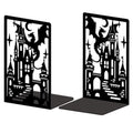 Peacoblue Metal Bookends for Shelves, Modern Decorative Heavy Duty Study Book Ends Stoppers for Office, Desk, Shelf, Room 5.3"x4.3"x7.9" Cast Iron Simple Tall Bookends 1 Pair (Dragon Castle) - style: Dragon and Castle