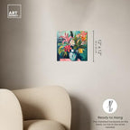 Art Remedy Vase Of Tropical Flowers Gallery Wrapped Flowers In Vase Paintings, 12" x 12", Gallery Wrapped - color: Gallery Wrapped, size: 12"L x 12"W