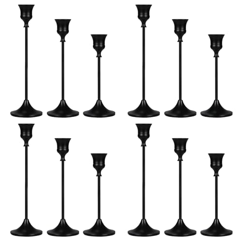Candlestick Holders Black, 12 Packs Taper Candle Holder for Candlesticks, Candle Sticks Holder Decor for Home Decor - color: Black