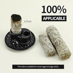 Palo Santo Sticks Holder, Multi-Purpose Handmade Ceramic Incense Burner for Palo Santo Incense Sticks, Sage Holder for Burning, Ash Catcher Tray for Meditation Yoga Room (Black) - color: Black